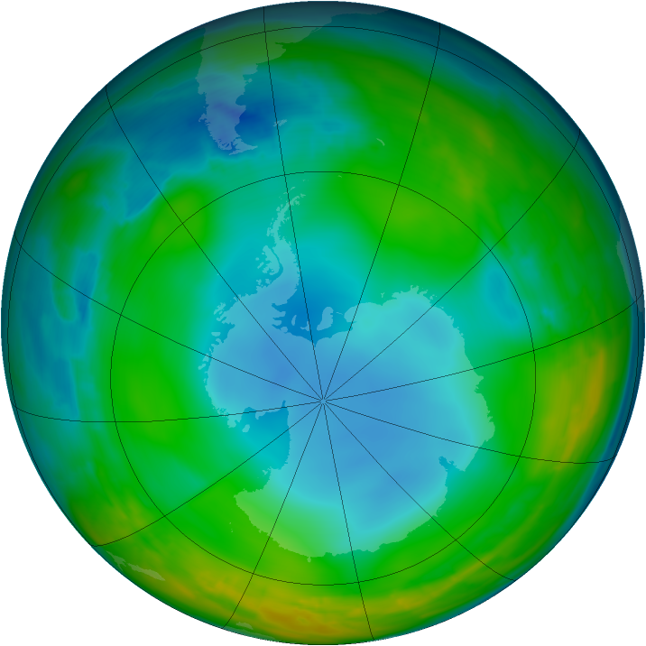 Antarctic ozone map for 27 June 2014